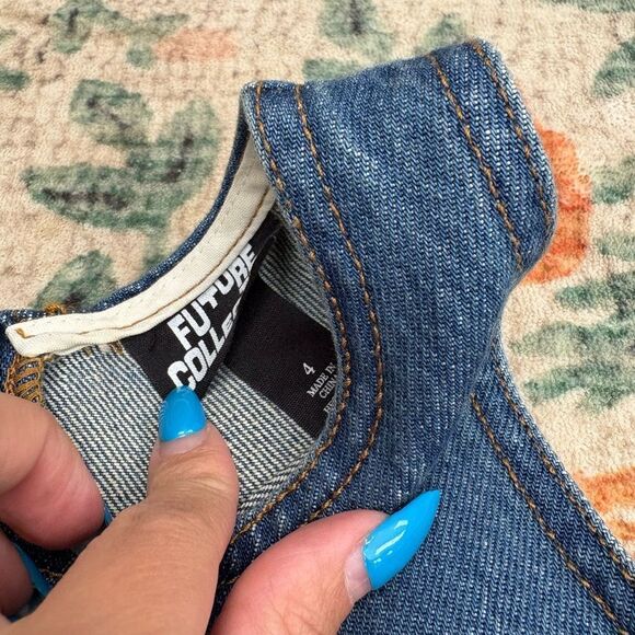 Future Collective Racer Back Denim Midi Dress size 4 Cotton - Picture 5 of 7